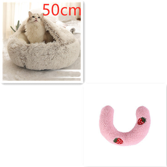 2 In 1 Pet Round Plush Warm Bed