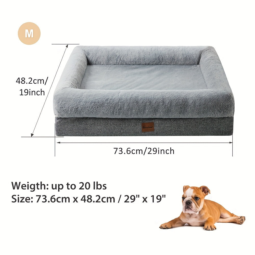Extra Large Plush Orthopedic Dog Bed with Bolster