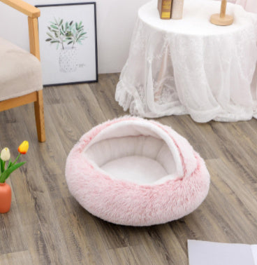 2 In 1 Pet Round Plush Warm Bed