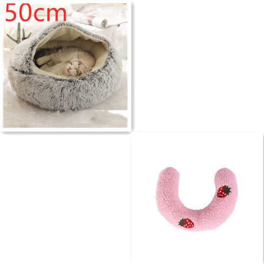 2 In 1 Pet Round Plush Warm Bed