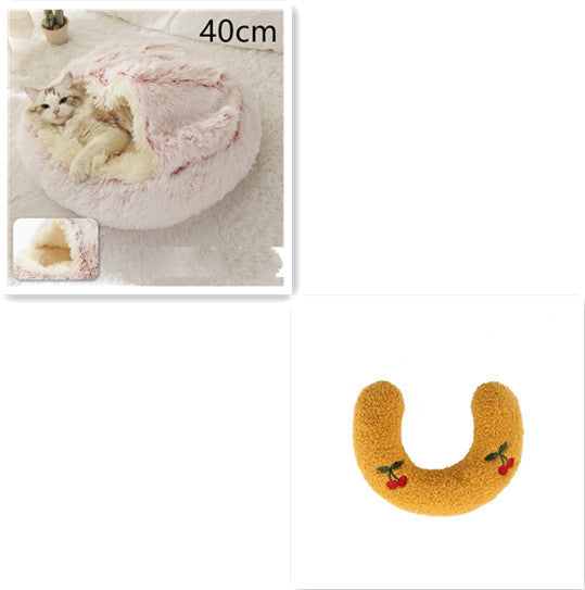 2 In 1 Pet Round Plush Warm Bed