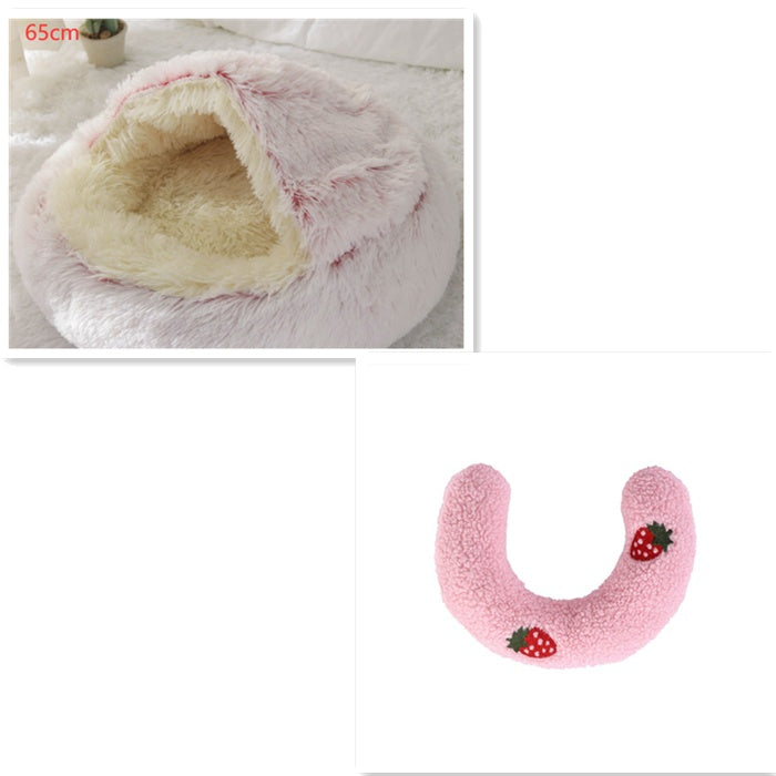 2 In 1 Pet Round Plush Warm Bed