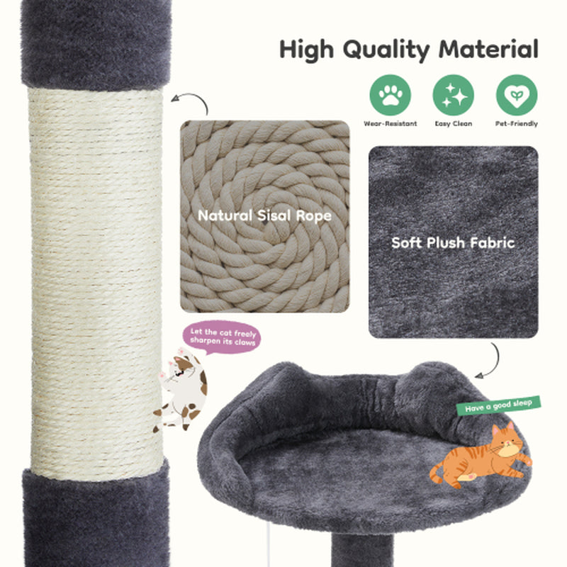 54 Inch Cat Tree/ Indoor Cat High-Rise Multi-Story Tower
