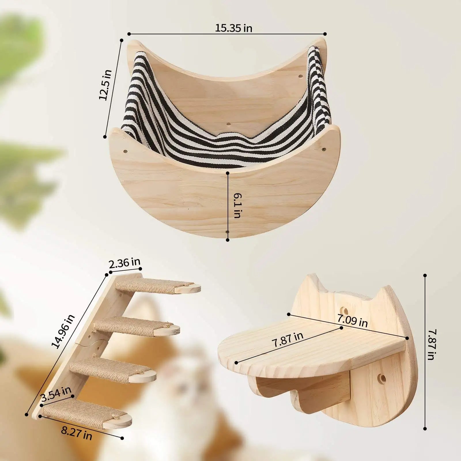 Wall-Mounted Cat Shelves & Climbing Set