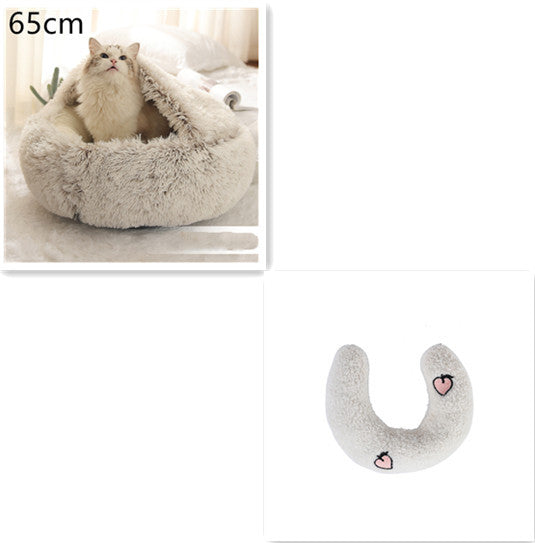 2 In 1 Pet Round Plush Warm Bed