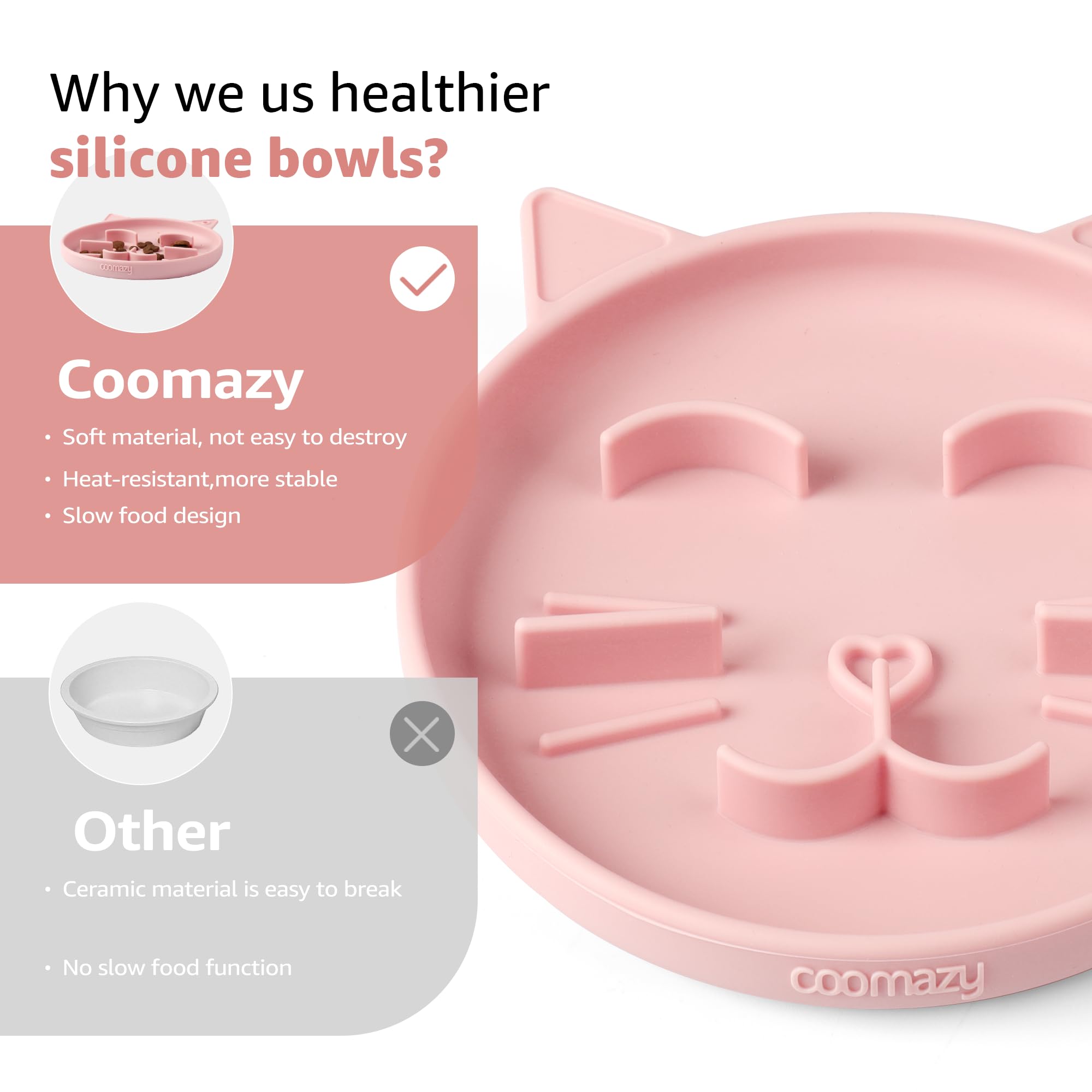 Coomazy Silicone Slow Feeder Dog Cat Bowls