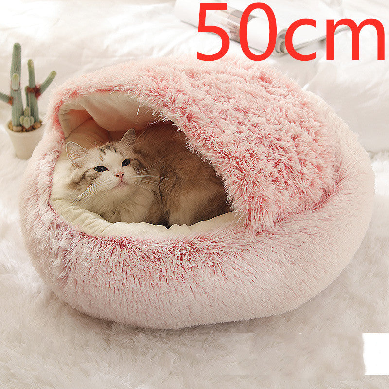 2 In 1 Pet Round Plush Warm Bed