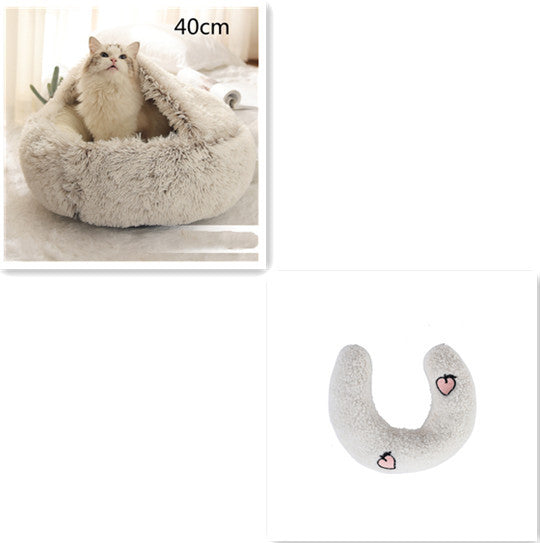 2 In 1 Pet Round Plush Warm Bed