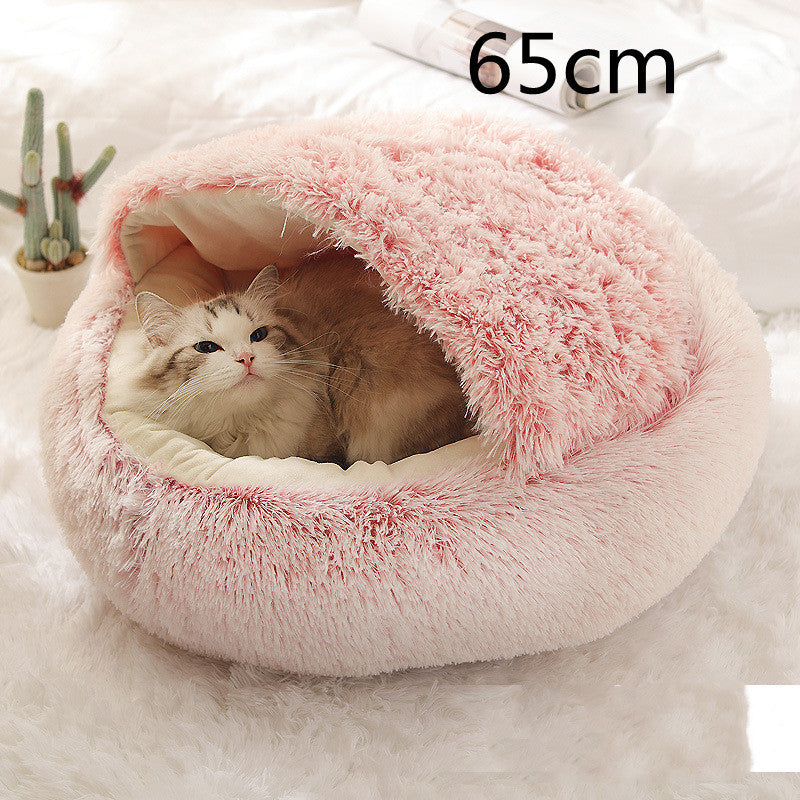 2 In 1 Pet Round Plush Warm Bed