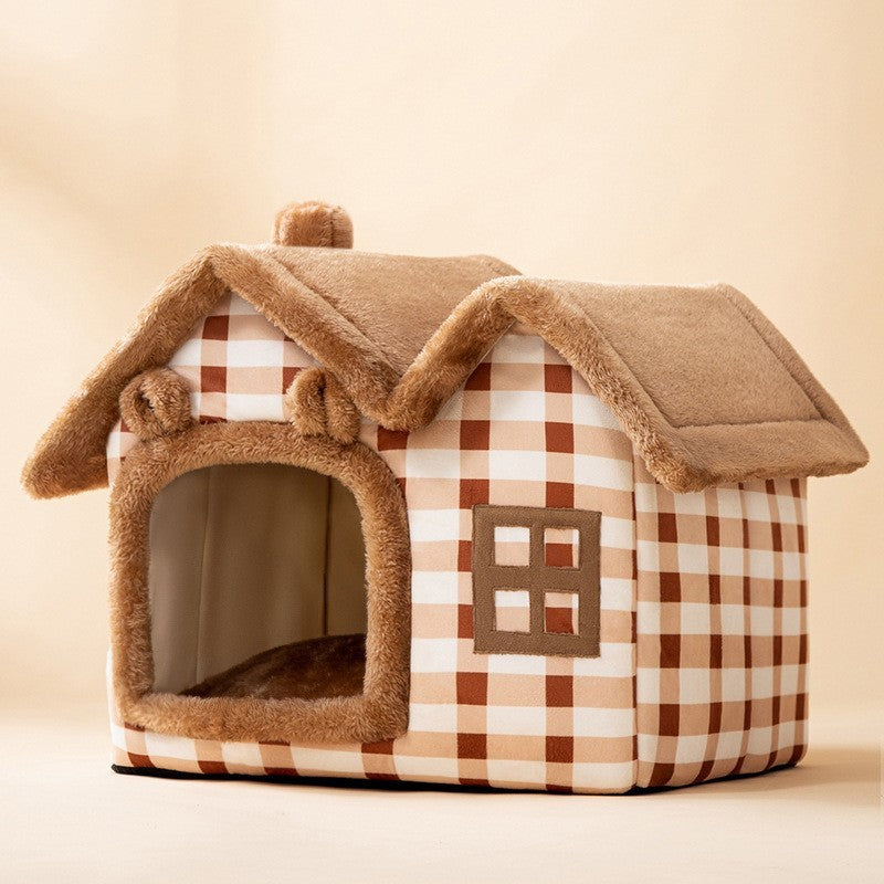 Foldable House Pet Cat Bed