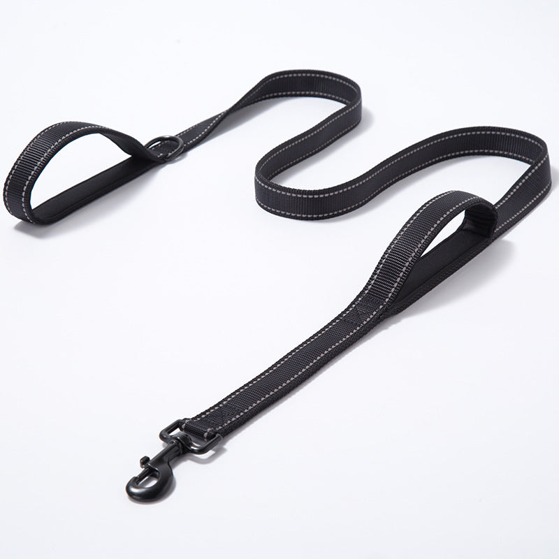 Nylon Double Handle Thickened Reflective Dog Leash (Color/ Size Options)