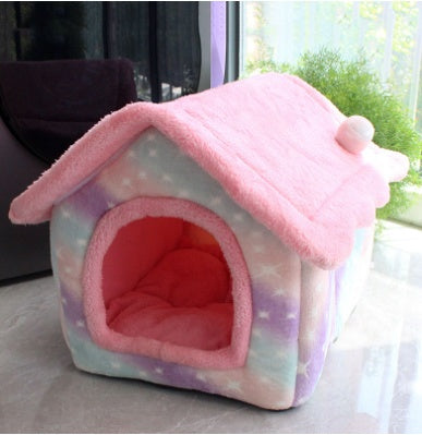 Foldable House Pet Cat Bed