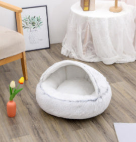2 In 1 Pet Round Plush Warm Bed