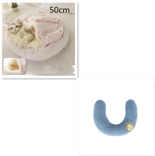 2 In 1 Pet Round Plush Warm Bed