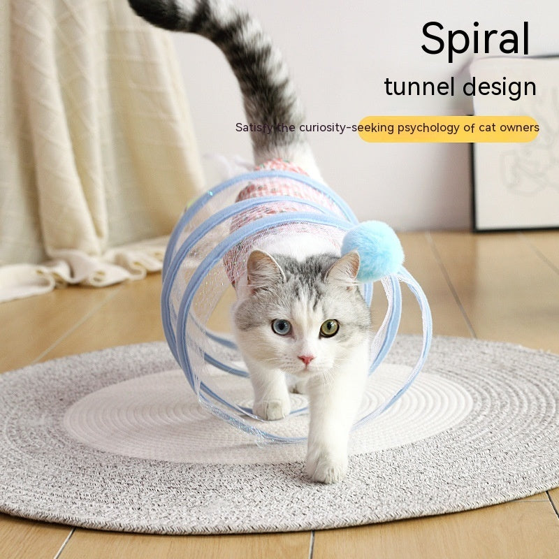 Foldable S-Type Cat Tunnel with Spring and Mouse Toy
