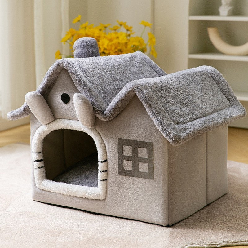 Foldable House Pet Cat Bed