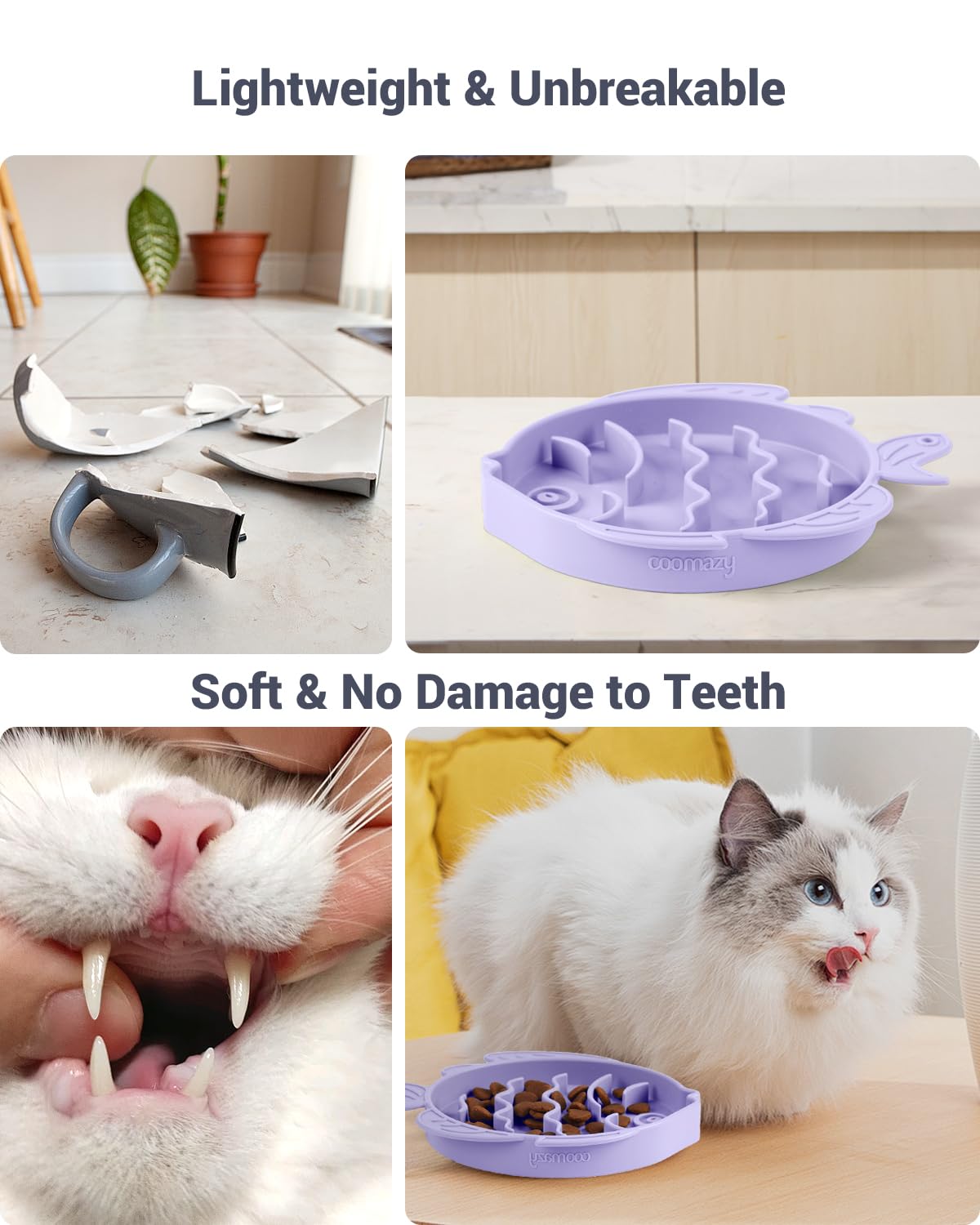 Coomazy Silicone Slow Feeder Dog Cat Bowls