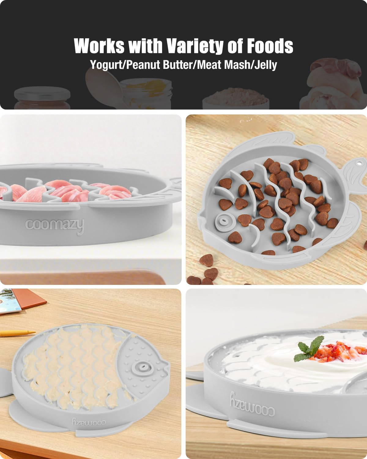 Coomazy Silicone Slow Feeder Dog Cat Bowls