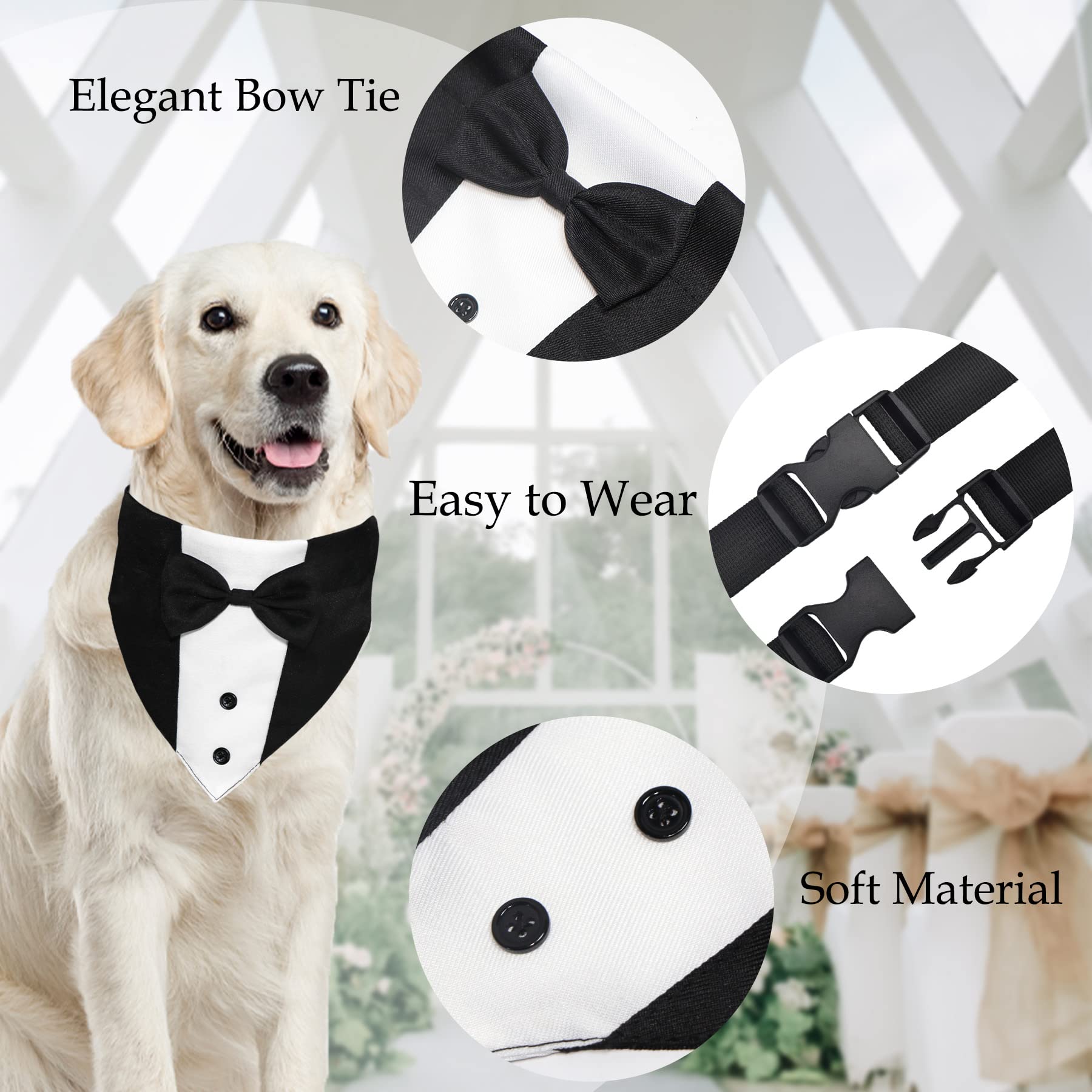 GOYOSWA Dog Tuxedo Suit Wedding Bandana Collar with Bow Tie