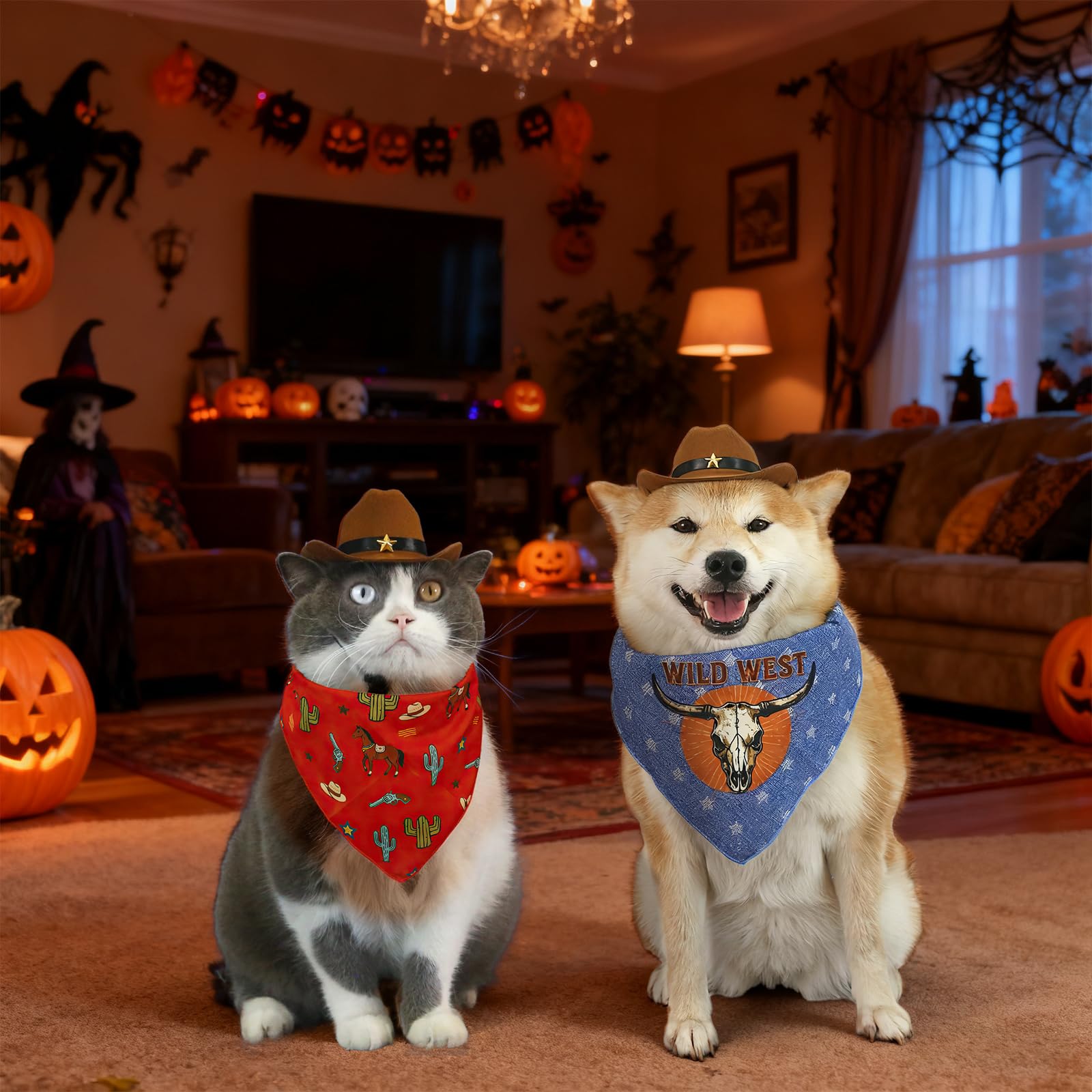 HOWWFALY Pet Cowboy Halloween Costumes