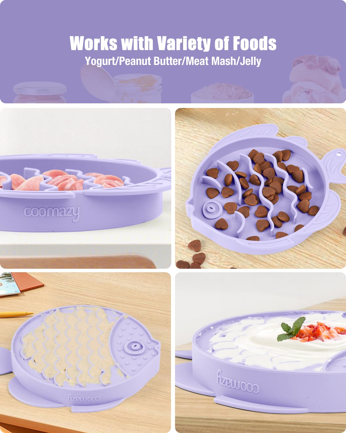 Coomazy Silicone Slow Feeder Dog Cat Bowls