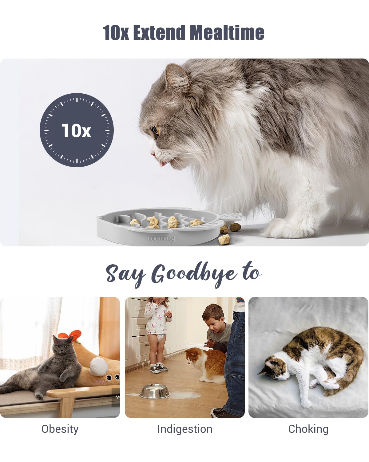 Coomazy Silicone Slow Feeder Dog Cat Bowls