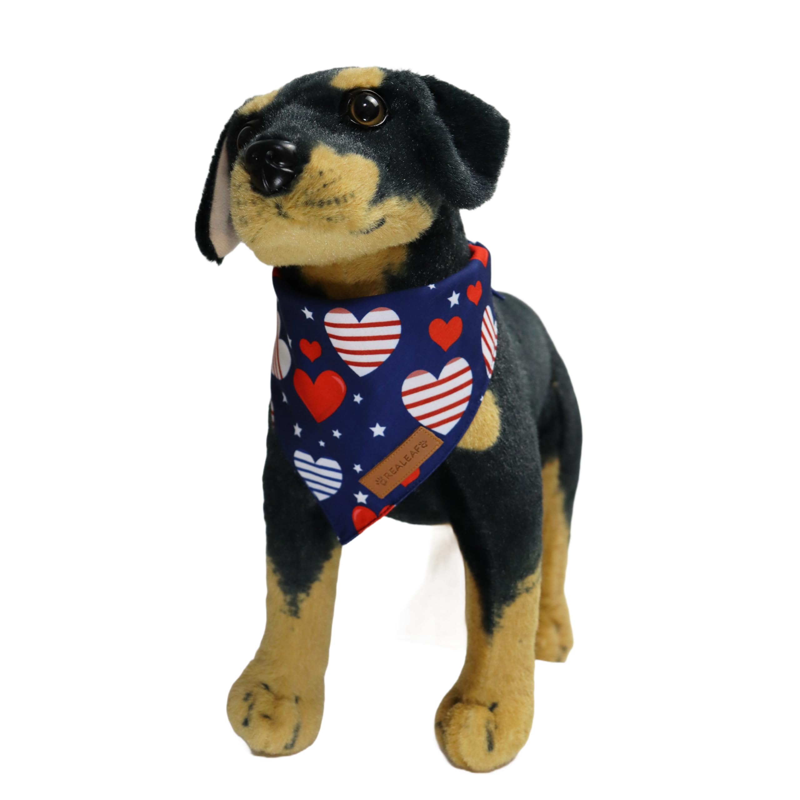 Realeaf Fall Dog Bandanas 2 Pack, Reversible Orange Plaid Holiday Pet Scarf