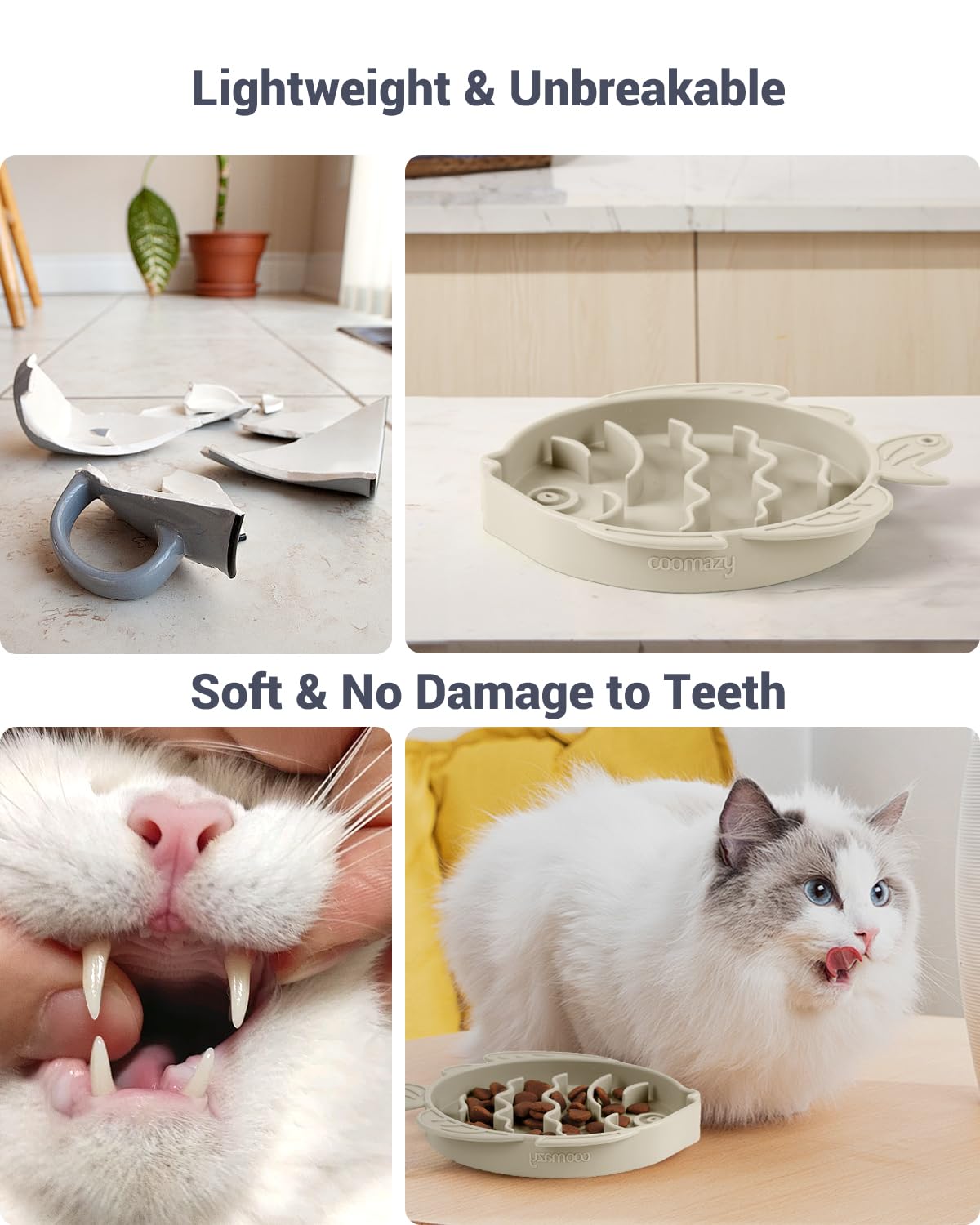 Coomazy Silicone Slow Feeder Dog Cat Bowls