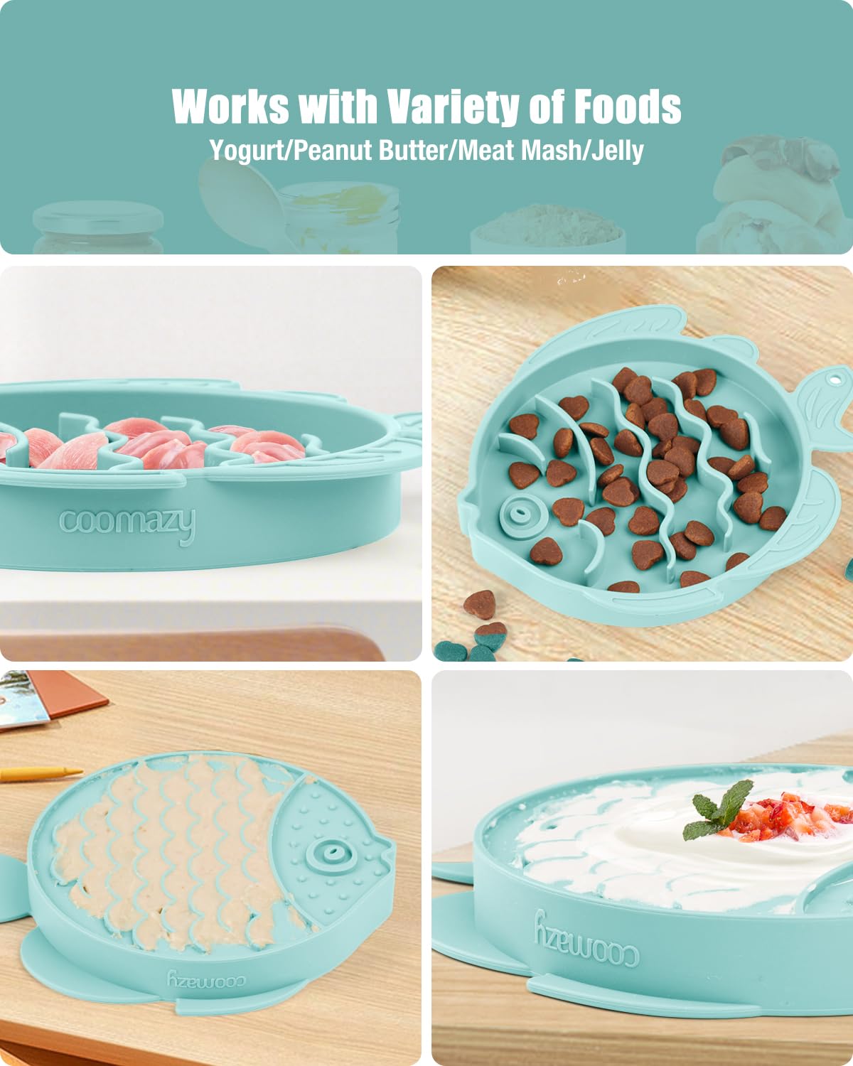 Coomazy Silicone Slow Feeder Dog Cat Bowls