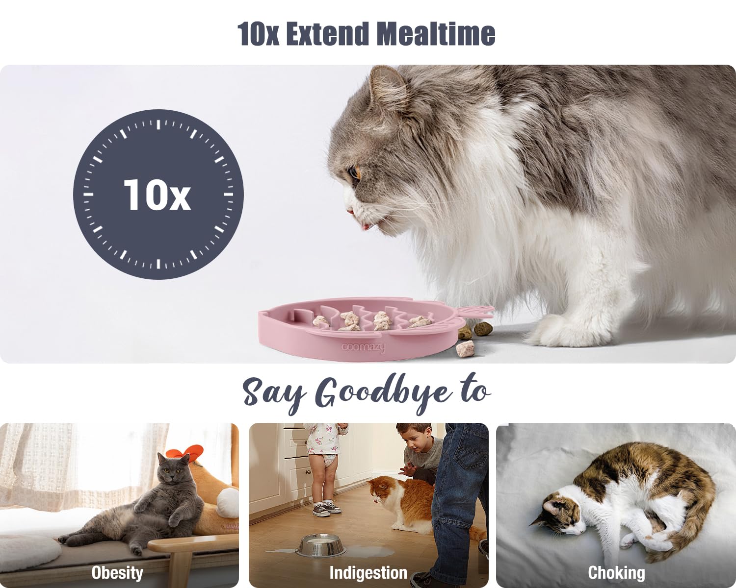 Coomazy Silicone Slow Feeder Dog Cat Bowls