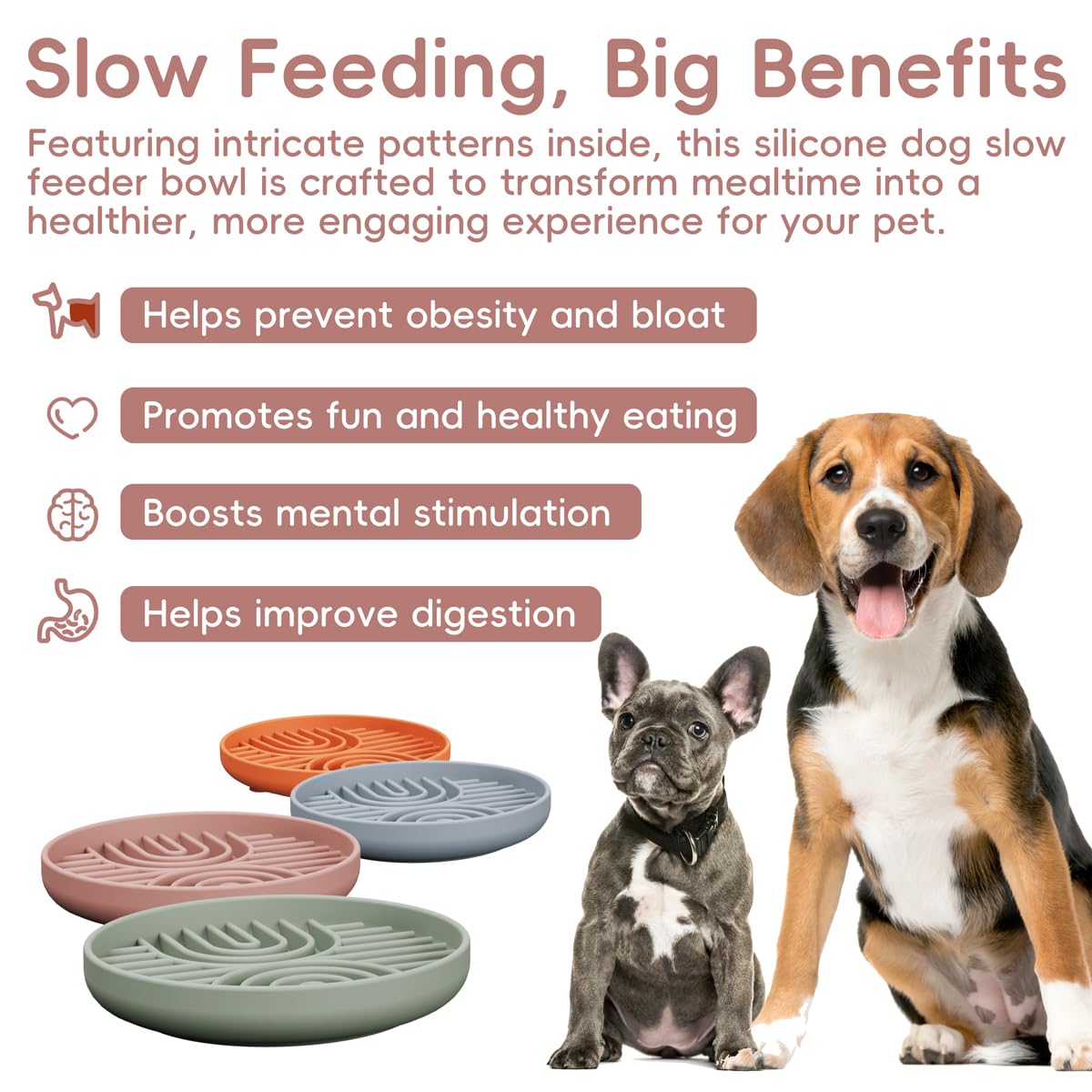 AXEFUN Slow Feeder Dog Bowls, Silicone Slow Feeder for Dogs & Puppies
