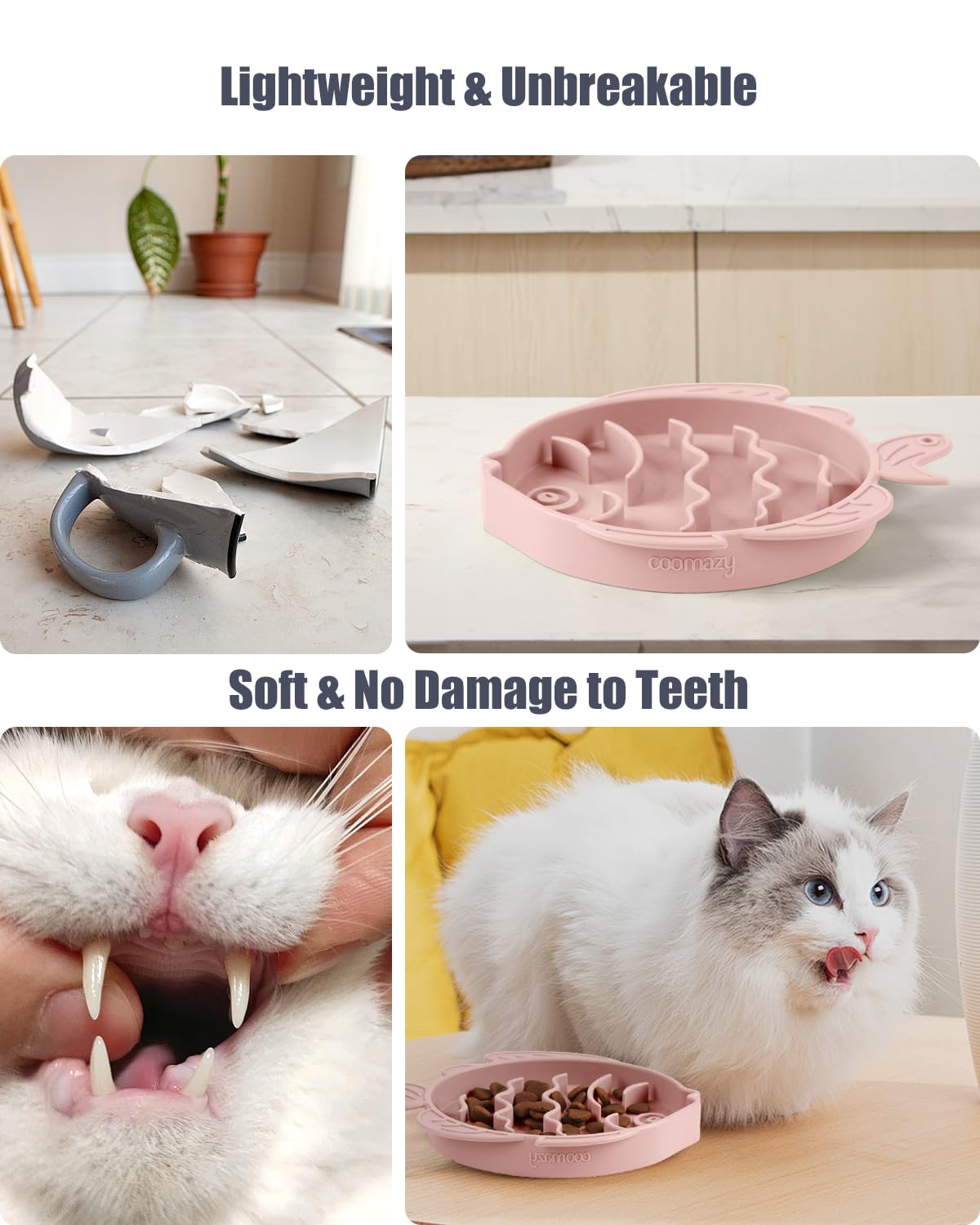 Coomazy Silicone Slow Feeder Dog Cat Bowls