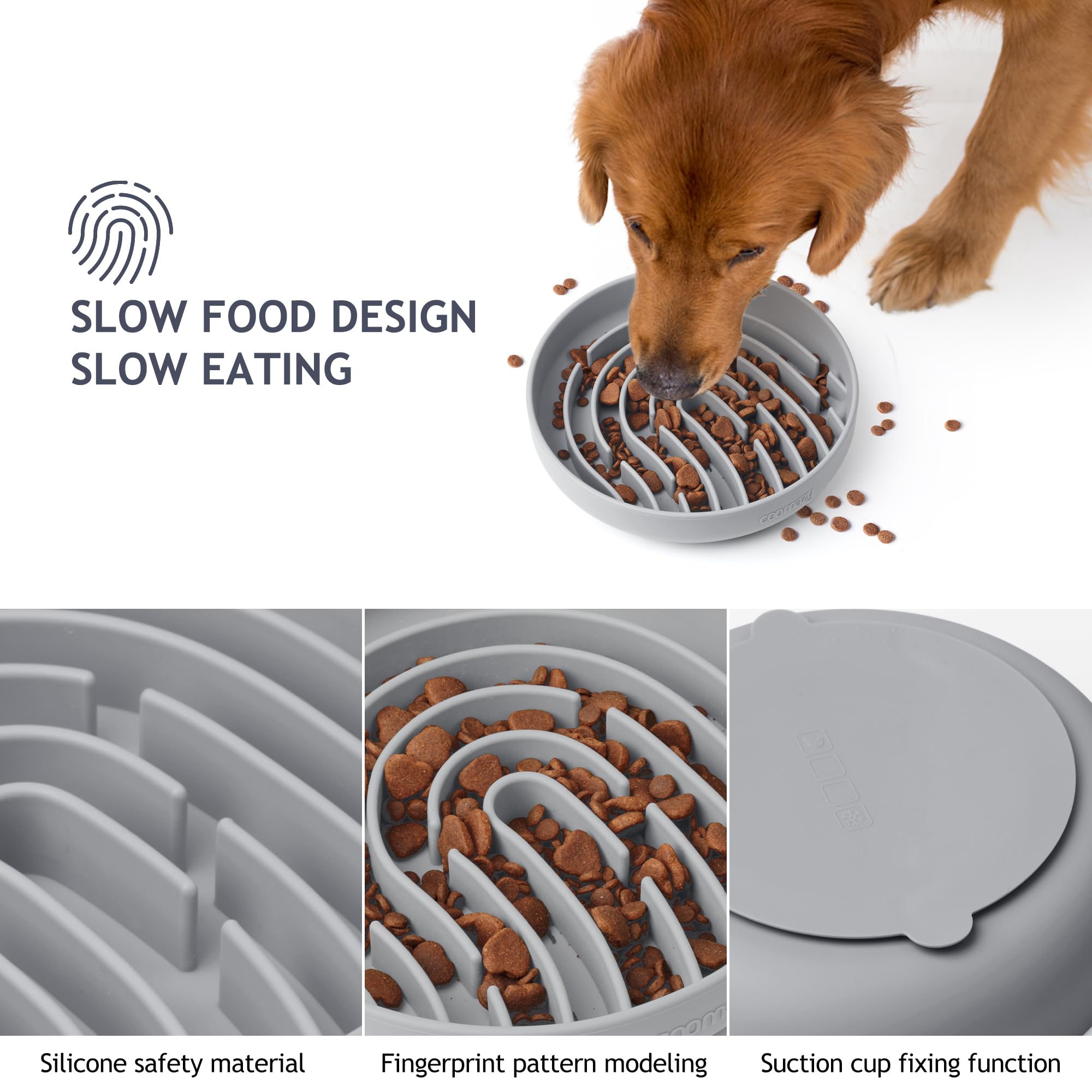 Coomazy Silicone Slow Feeder Dog Cat Bowls