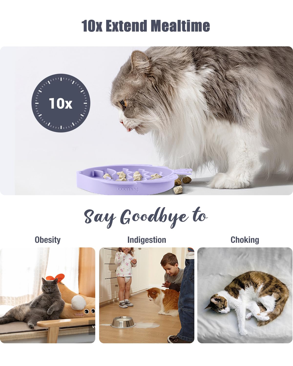 Coomazy Silicone Slow Feeder Dog Cat Bowls