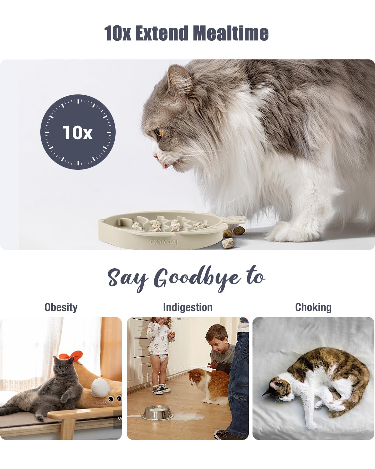 Coomazy Silicone Slow Feeder Dog Cat Bowls