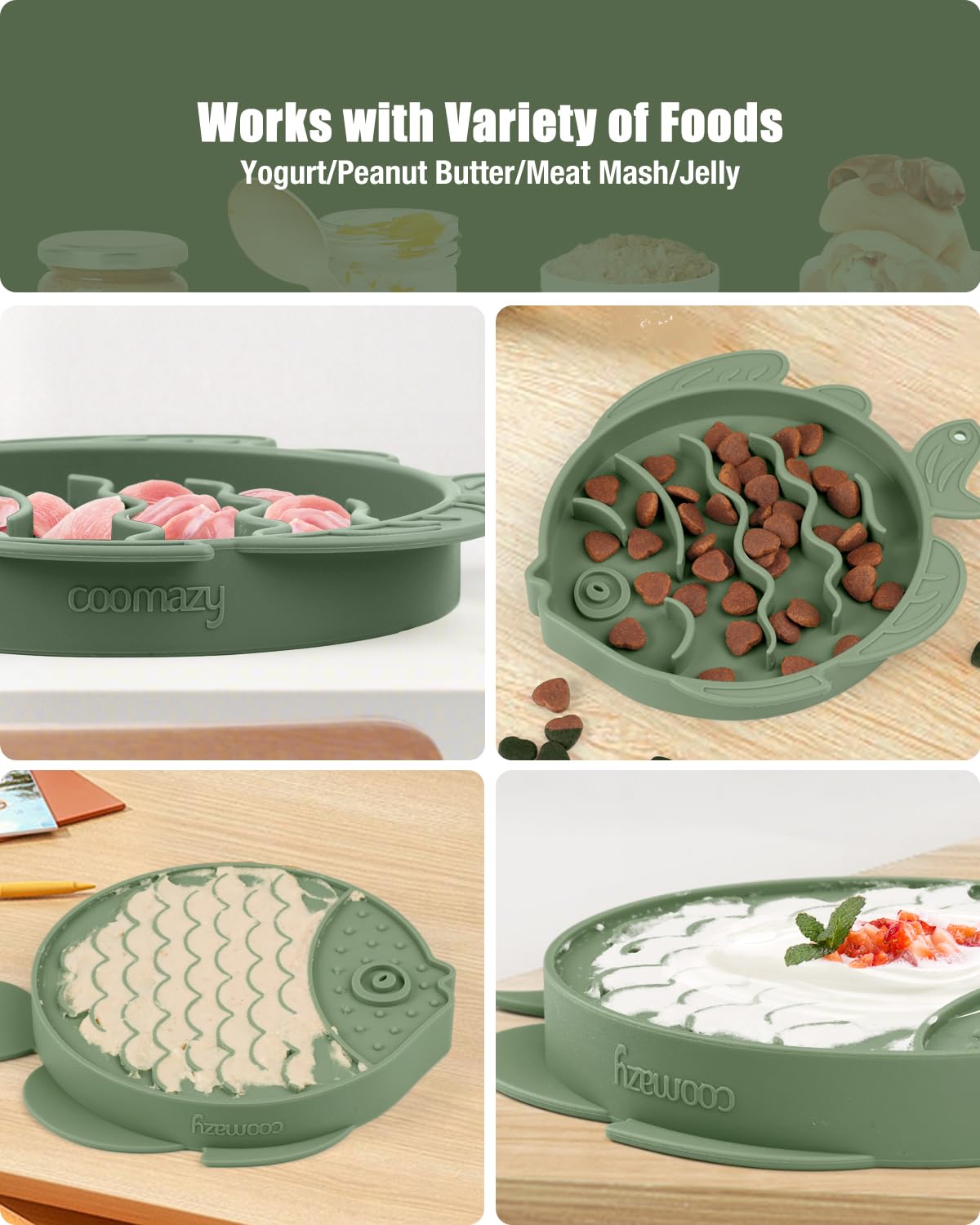 Coomazy Silicone Slow Feeder Dog Cat Bowls