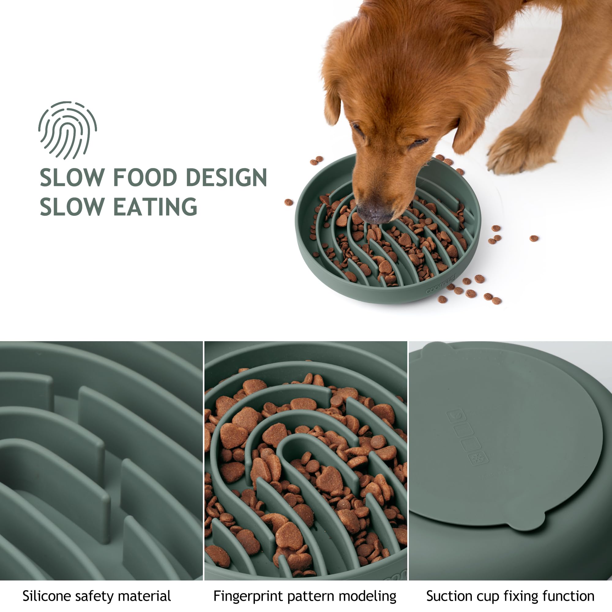 Coomazy Silicone Slow Feeder Dog Cat Bowls