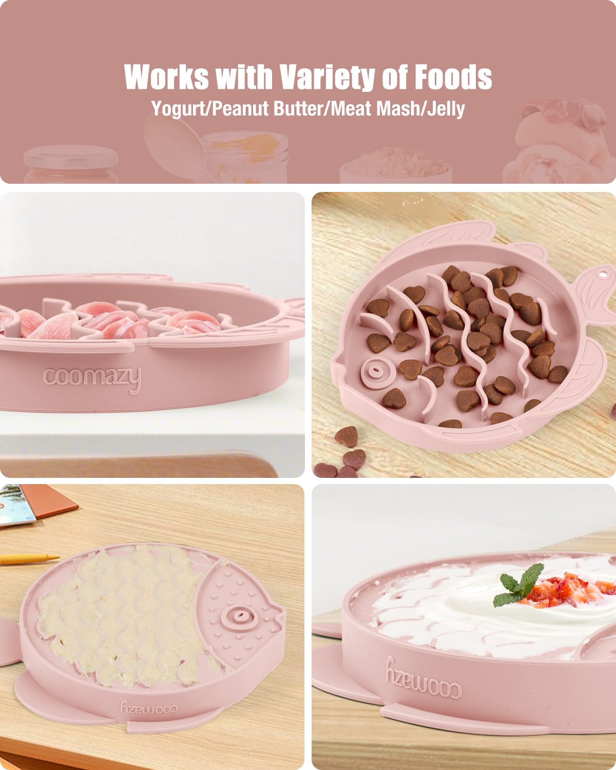 Coomazy Silicone Slow Feeder Dog Cat Bowls