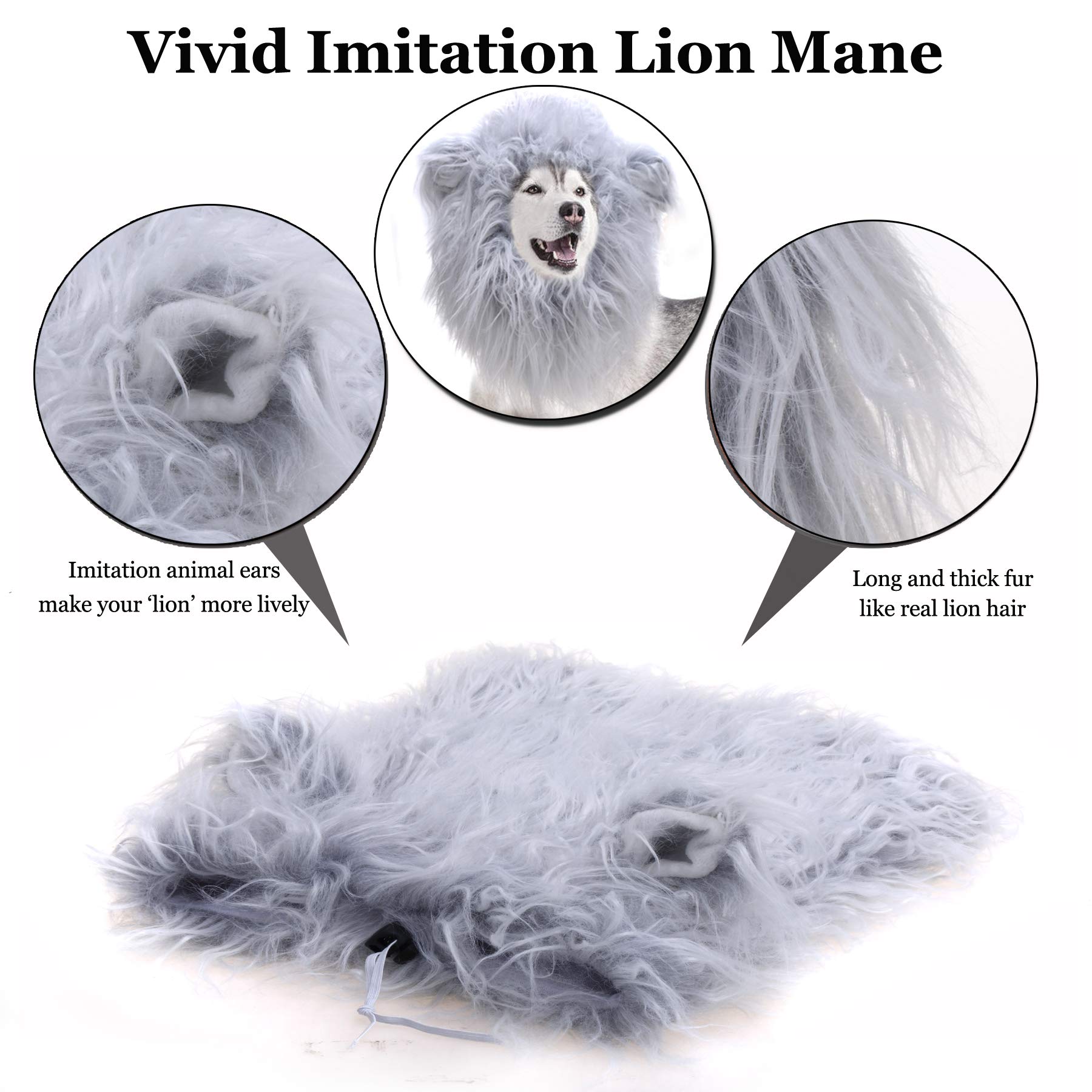 Lion Mane Wig for Dogs with Ears, Funny Pet Costumes for Halloween
