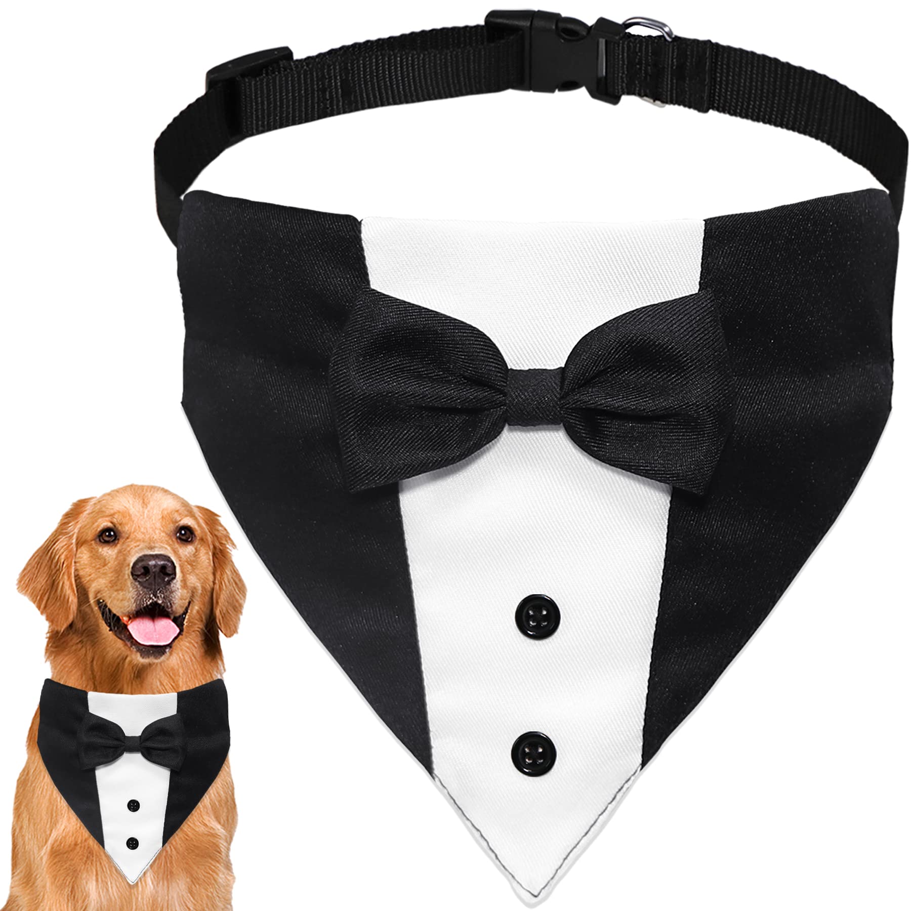 GOYOSWA Dog Tuxedo Suit Wedding Bandana Collar with Bow Tie