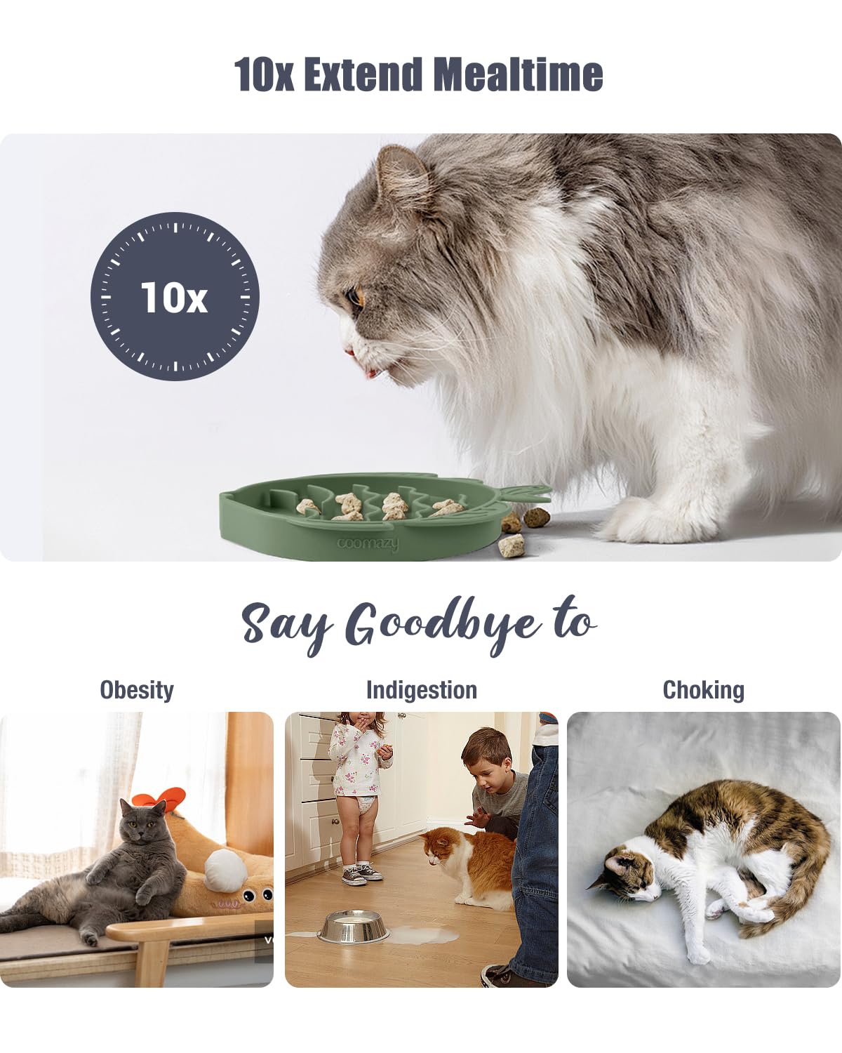 Coomazy Silicone Slow Feeder Dog Cat Bowls