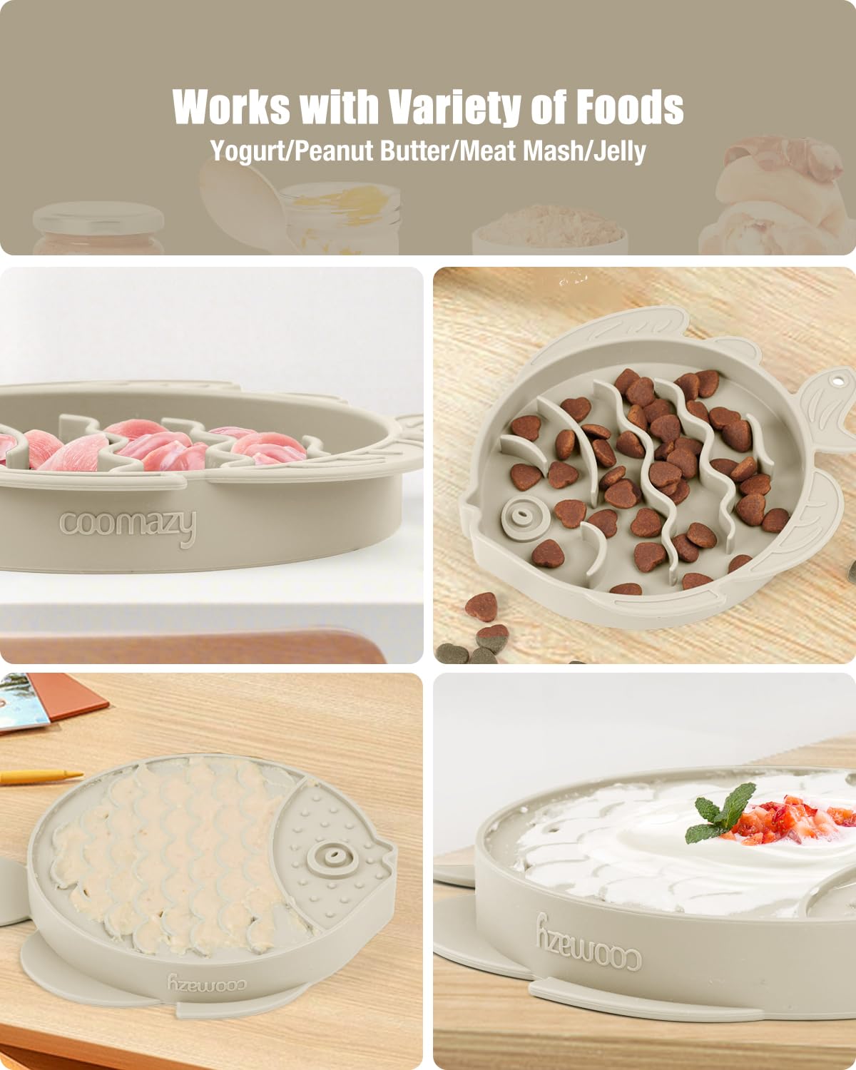Coomazy Silicone Slow Feeder Dog Cat Bowls