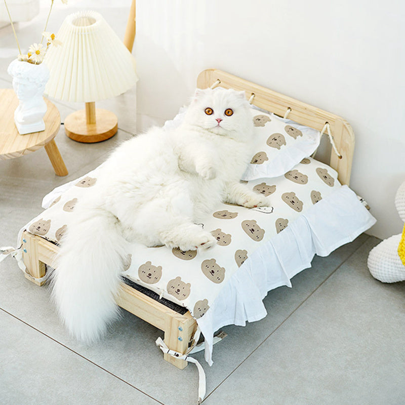 Solid Wood Cat Bed With Removable And Washable Pet Supplies For All Seasons