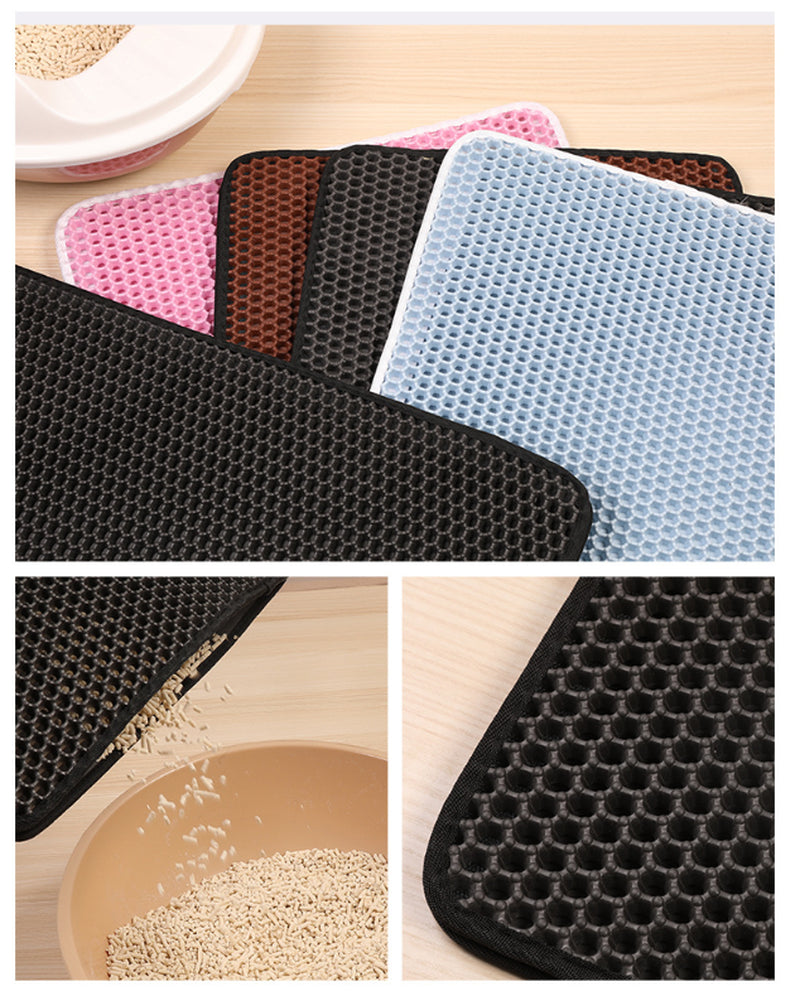 Litter Pan Mat/ EVA Double Cat Litter Mat (Color/ Size Options)