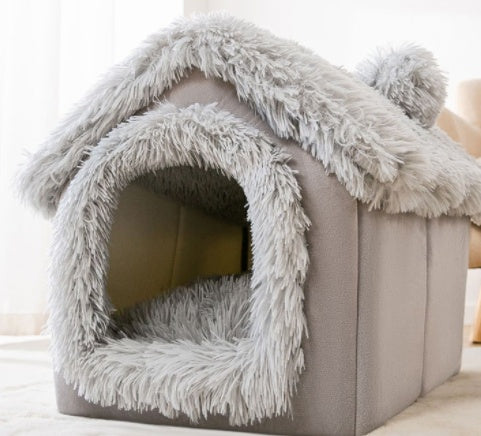 Foldable House Pet Cat Bed