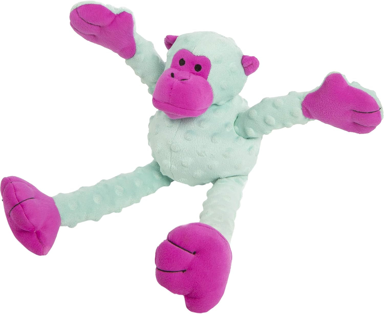 Crazy Tugs Large Turquoise Monkey Squeaky Plush Tug Dog Toy with Chew Guard Technology