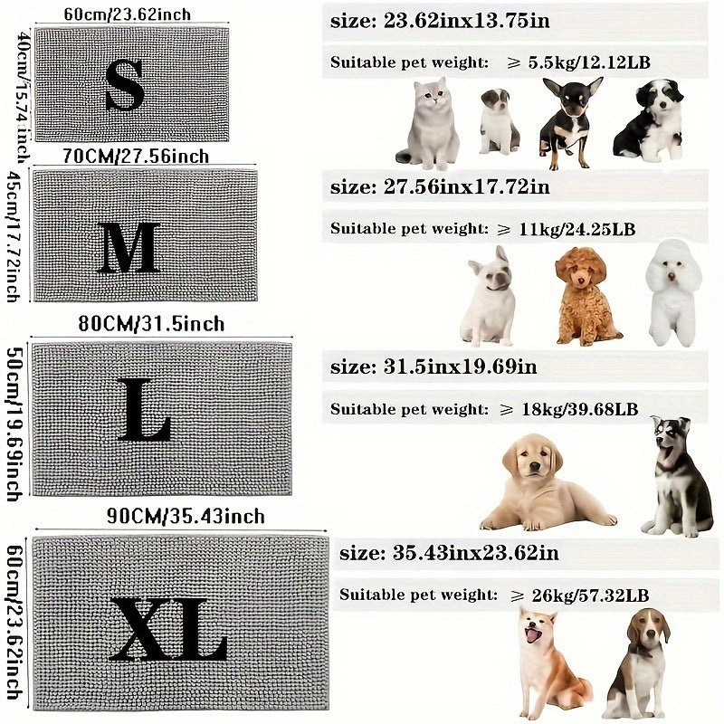 Pet Chenille Absorbent Non-Slip Bathroom Door Mat