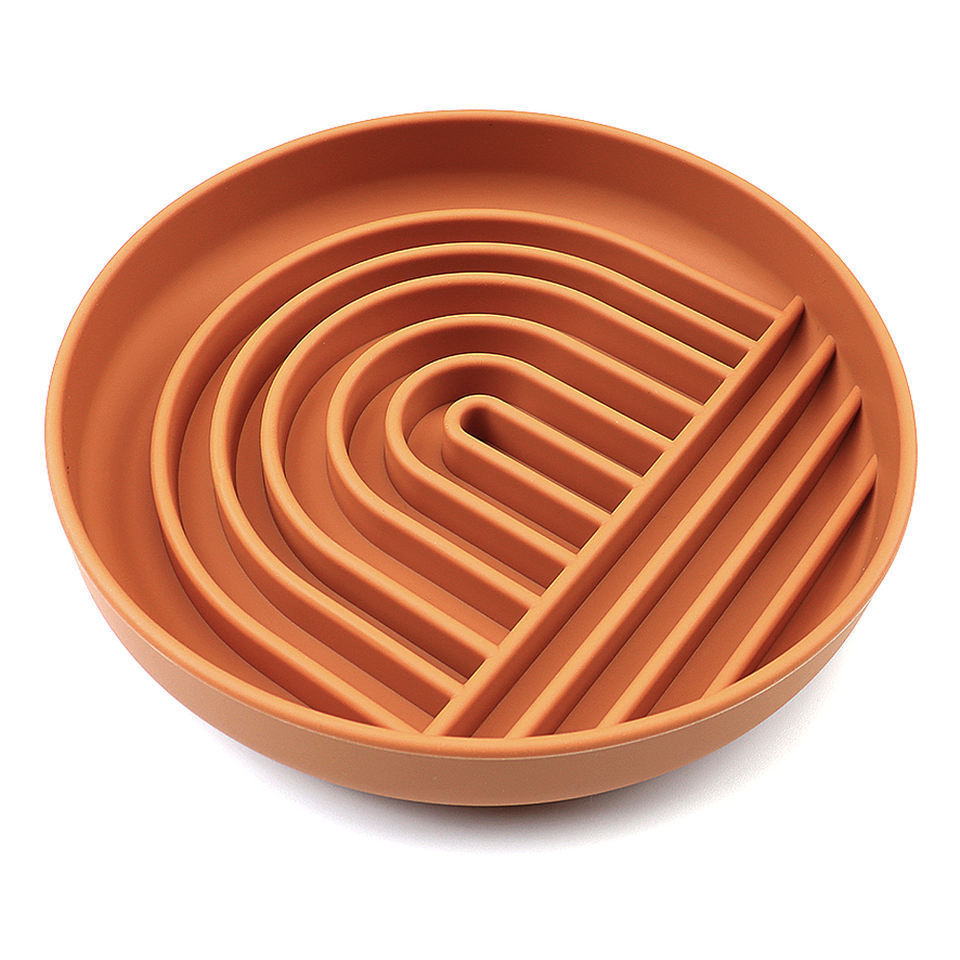 Beige Silicone Slow Feeder Bowl for Pets