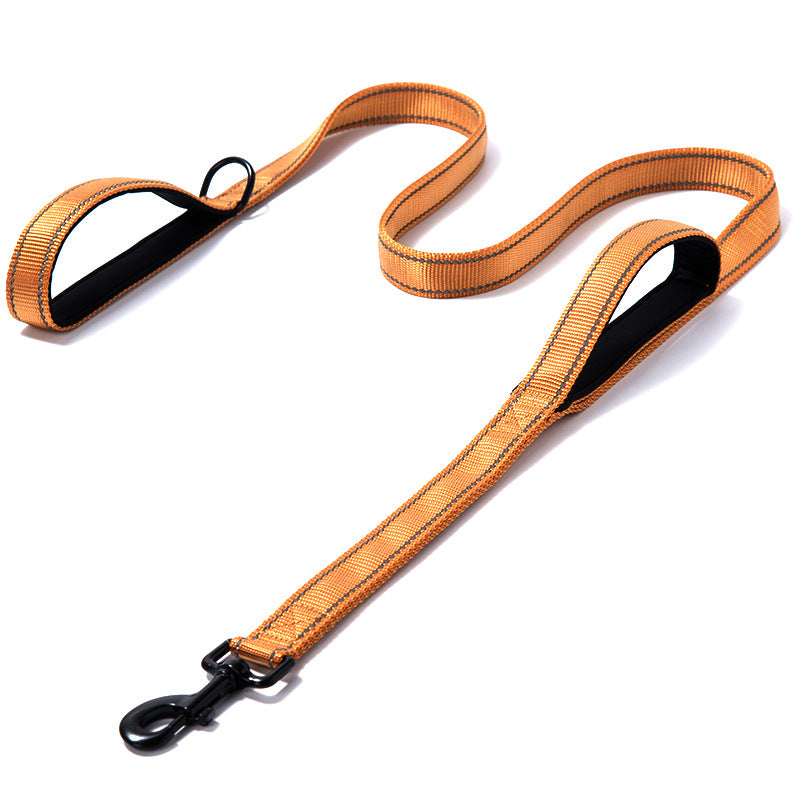 Nylon Double Handle Thickened Reflective Dog Leash (Color/ Size Options)