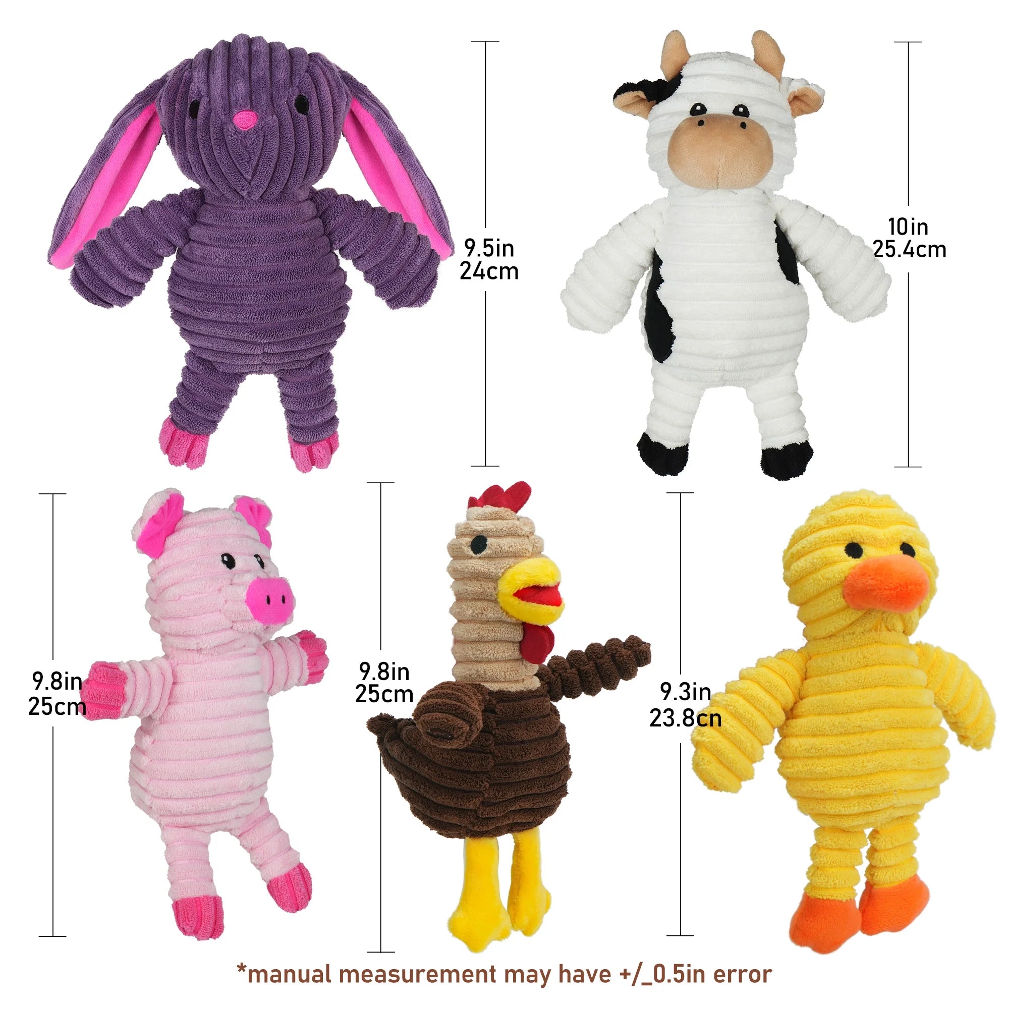 Plush Dog Squeaky Toys/ 5 Pack